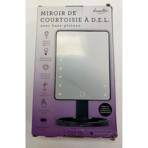 Danielle Creations L.E.D. Lighted Vanity Mirror, Black W/ Accessory Tray -New